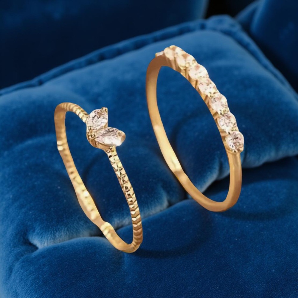 ✨ Gold Butterfly & Crystal Stacking Rings ✨ Y2K  Dainty Everyday Jewelry